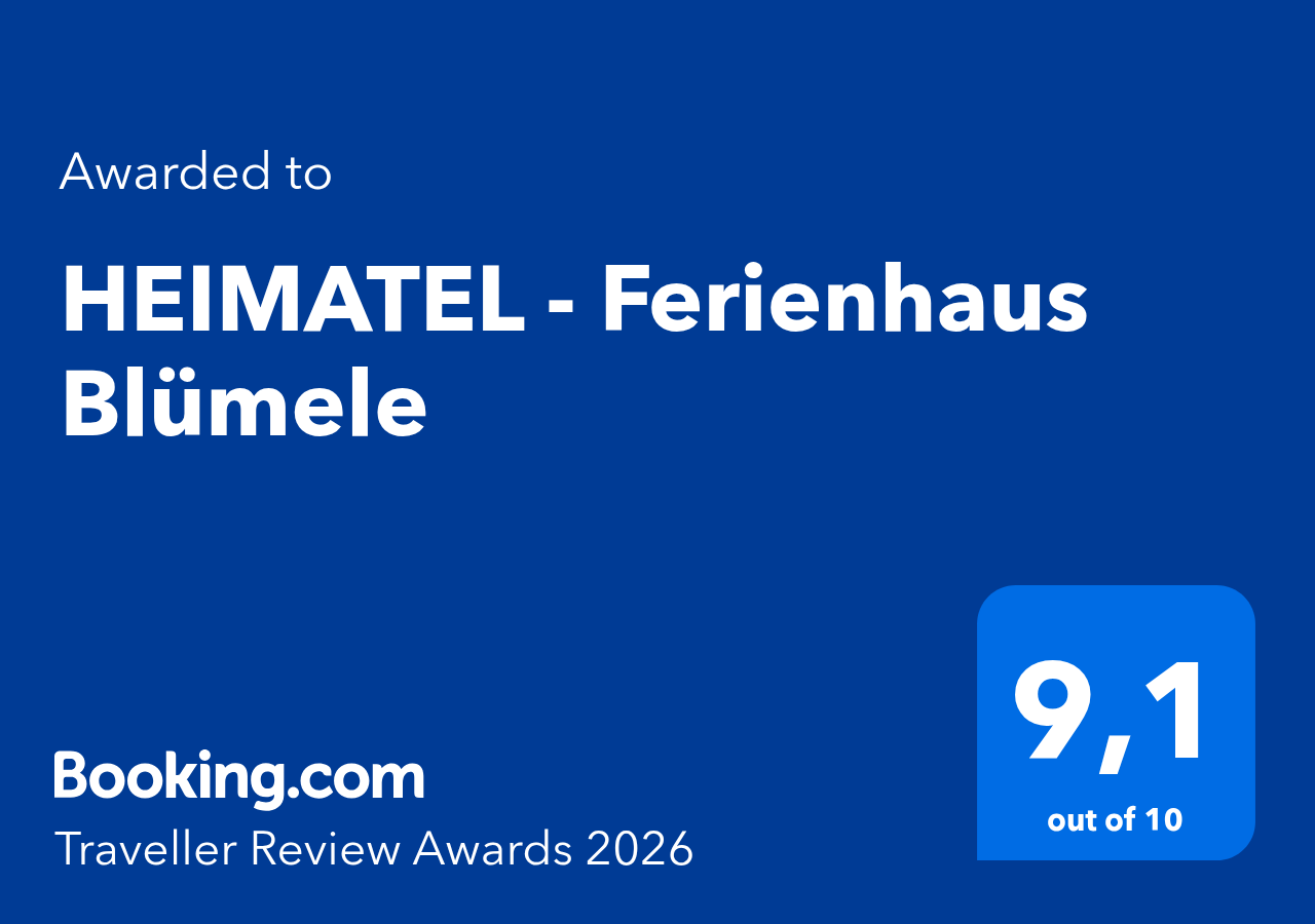 Booking.com Traveller Review Award 2026 für Ferienhaus Blümele &ndash; 9,1 von 10
