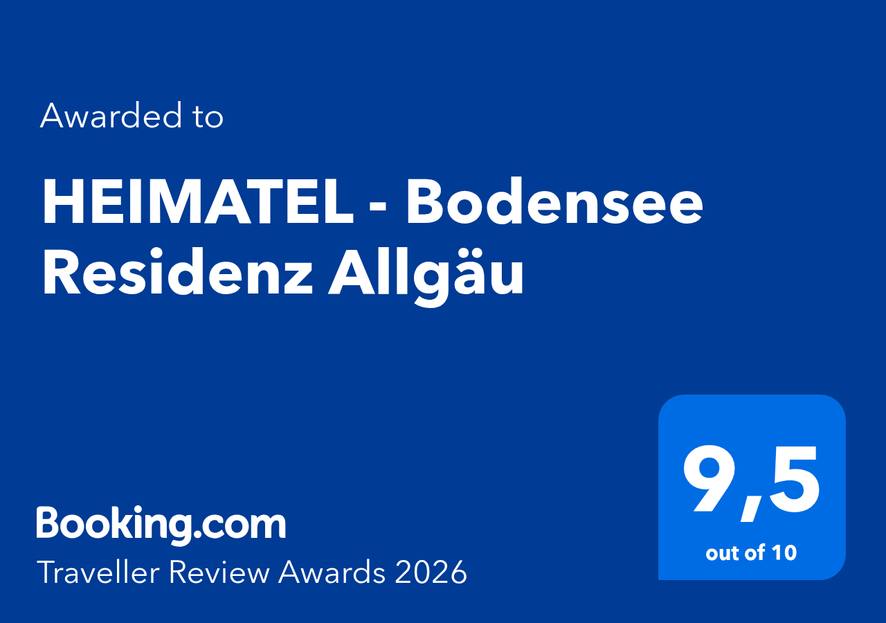 Booking.com Traveller Review Award 2026 für Bodensee Residenz Allgäu &ndash; 9,5 von 10