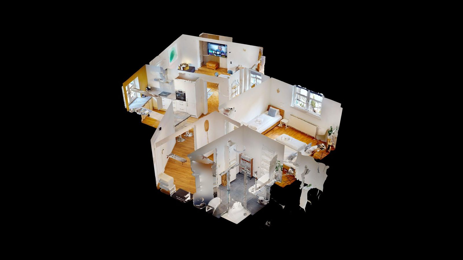 Die ganze Wohnung als 3D-Ansicht aus dem Rundgang